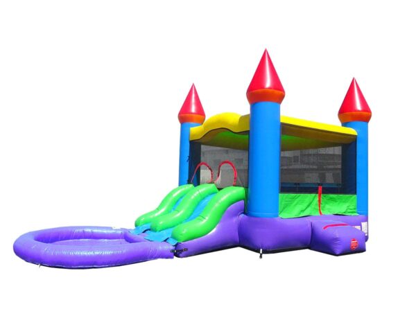 Rental Lite Dual Lane Inflatable Water Slide Bounce House with Splash Pool, Rainbow - Image 7