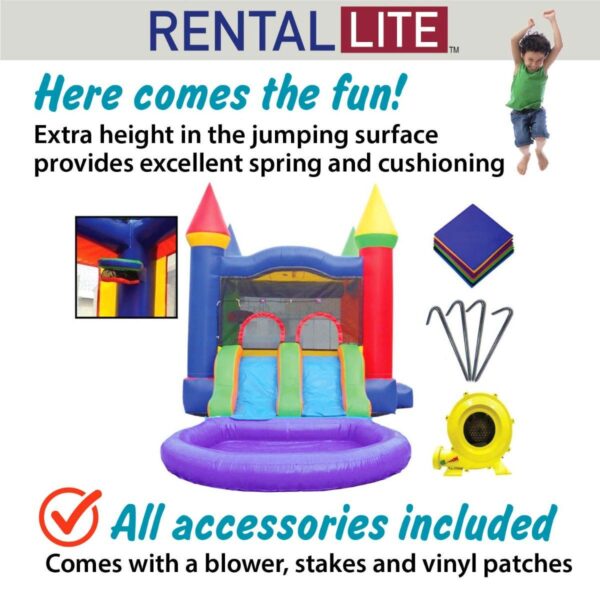 Rental Lite Dual Lane Inflatable Water Slide Bounce House with Splash Pool, Rainbow - Image 6