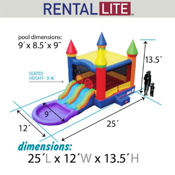 Rental Lite Dual Lane Inflatable Water Slide Bounce House with Splash Pool, Rainbow - Image 5